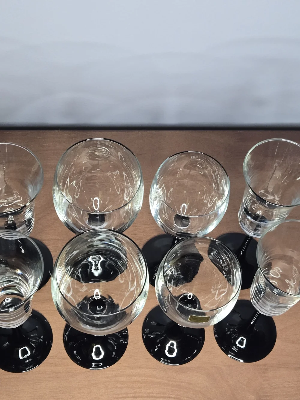 Vintage LUMINARC France Stemware Complete Service For Two, Elegant Black Stem